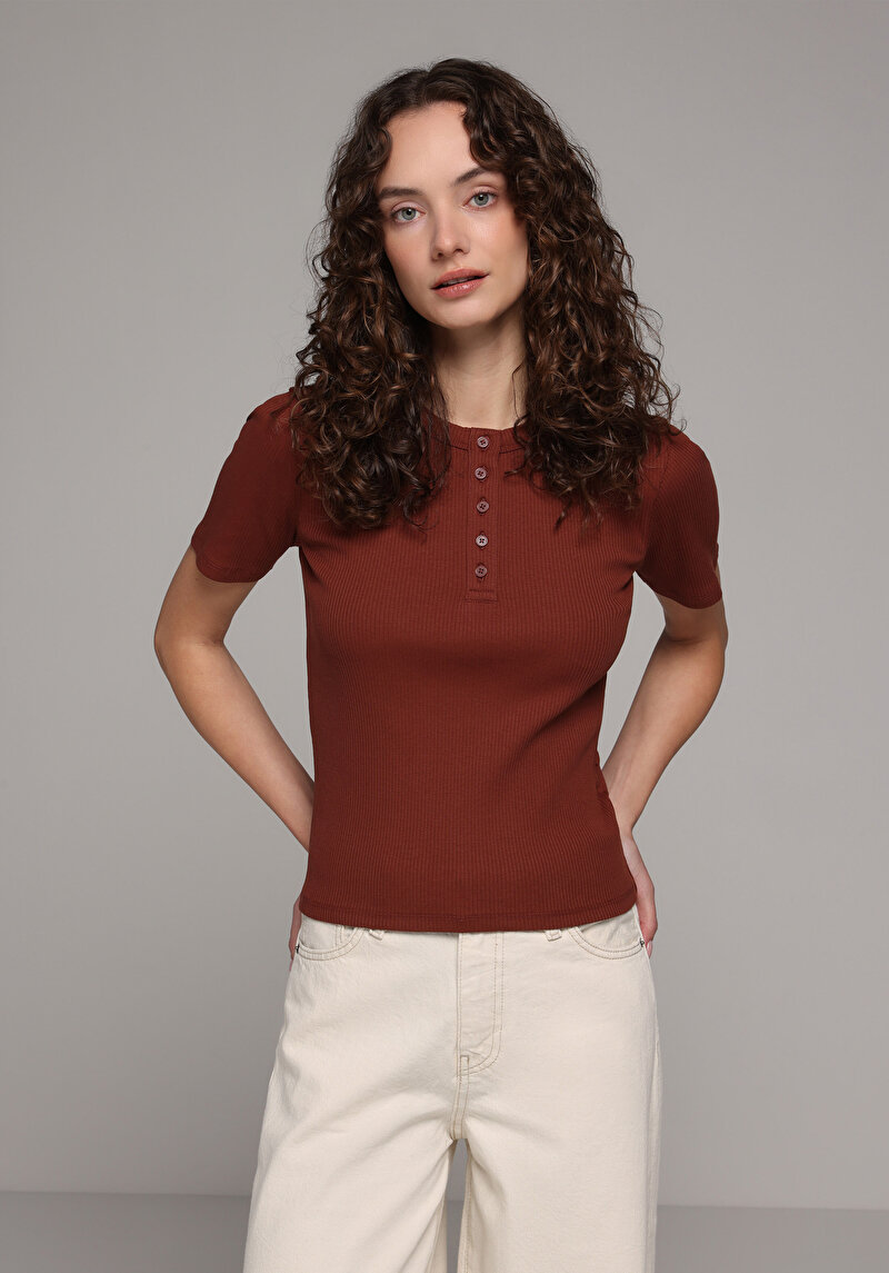 Показати інформацію про Поло З Коротким Рукавом Жіноче Коричневе