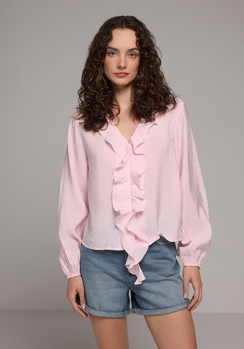 Зображення Сорочка З Довгим Рукавом Жіноча Рожева