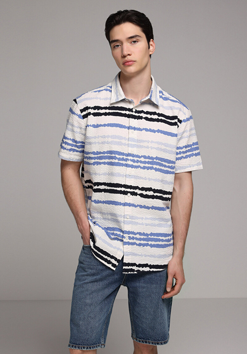 Зображення Сорочка З Коротким Рукавом Чоловіча Блакитна