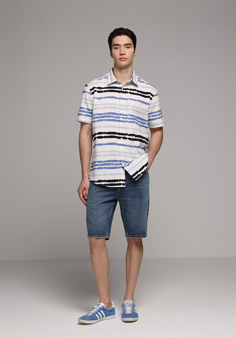 Зображення Сорочка З Коротким Рукавом Чоловіча Блакитна