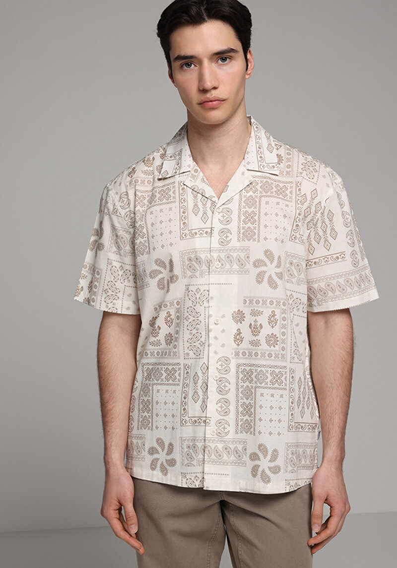 Зображення Сорочка З Коротким Рукавом Чоловіча Бежева