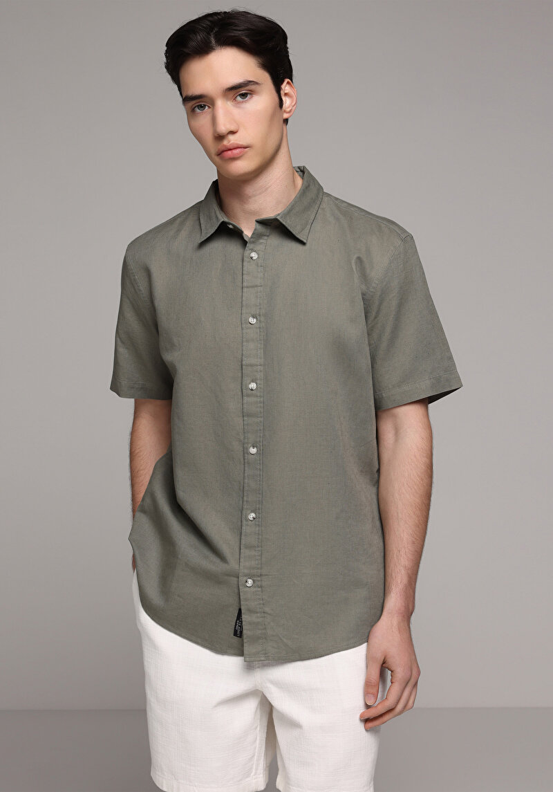 Зображення Сорочка З Коротким Рукавом Чоловіча Зелена