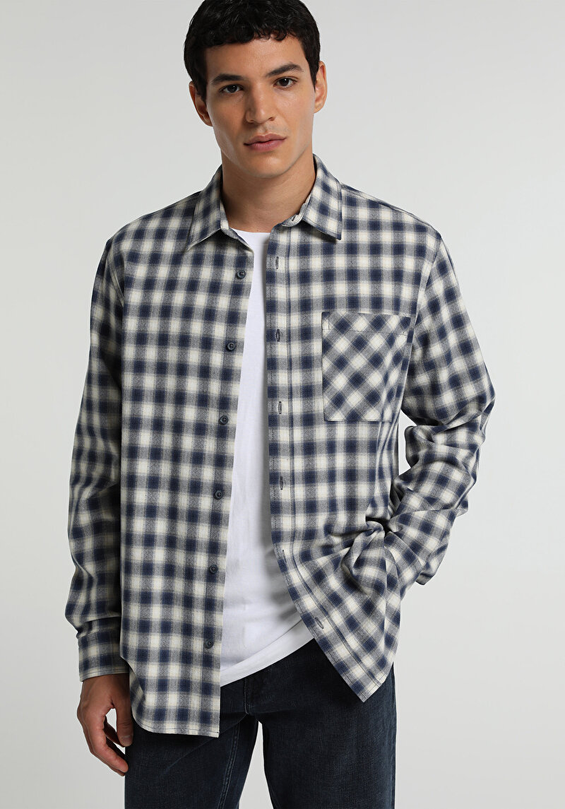Зображення Сорочка З Довгим Рукавом Чоловіча Синя
