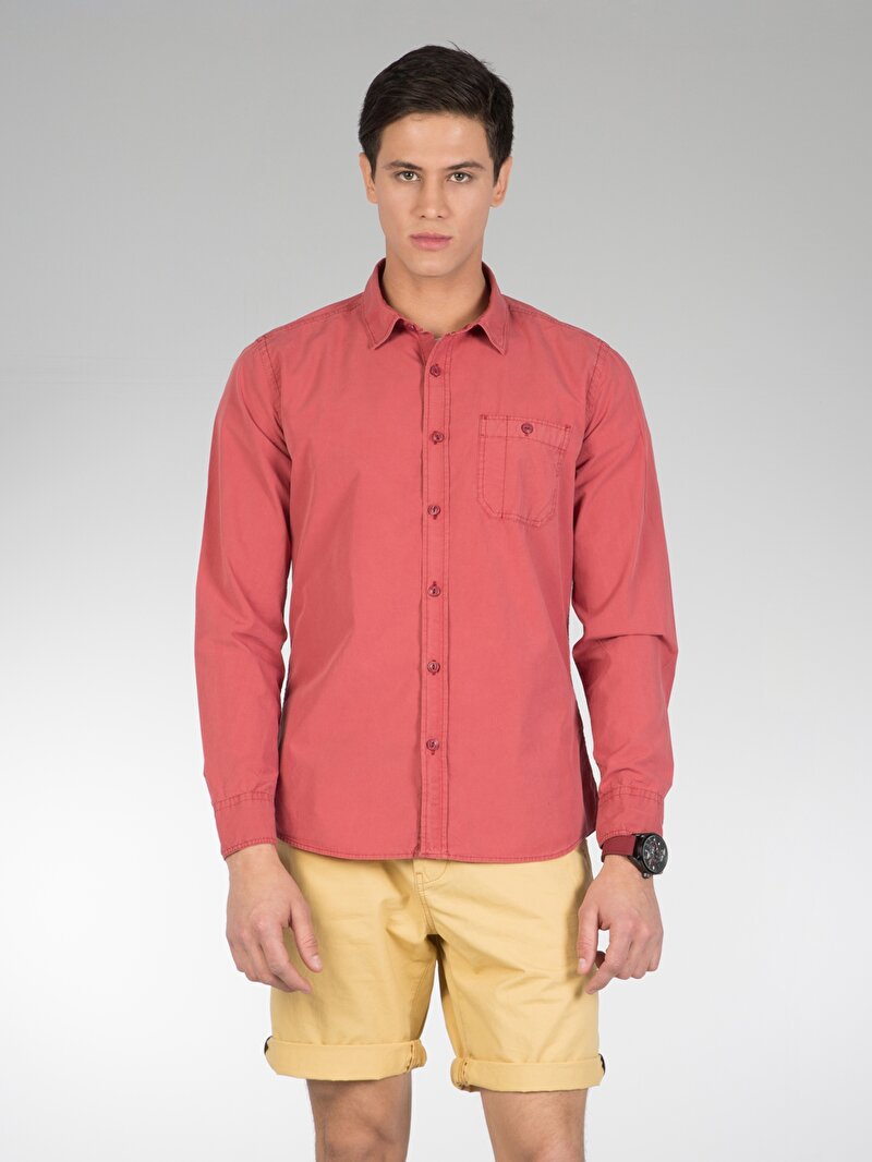 Зображення Сорочка З Довгим Рукавом Чоловіча Помаранчева  Cl1019112