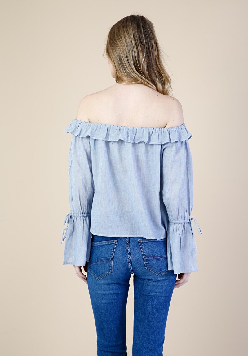 Зображення Сорочка З Довгим Рукавом Жіноча Блакитна Cl1033536