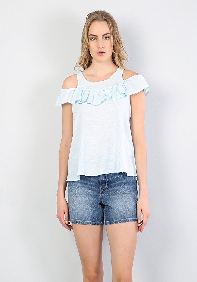 Показати інформацію про Сорочка З Коротким Рукавом Жіноча Блакитна  Cl1034038