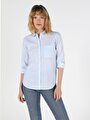 thumb-Показати інформацію про Сорочка З Довгим Рукавом Жіноча Синя Класичного Крою Cl1048899