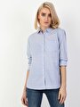 thumb-Показати інформацію про Сорочка З Довгим Рукавом Жіноча Синя Вузького Крою Cl1047930