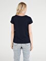 thumb-Показати інформацію про Футболка Жіноча Синя Класичного Крою Cl1051353