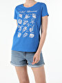 thumb-Показати інформацію про Футболка З Коротким Рукавом Жіноча Блакитна  Cl1054400