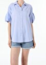 thumb-Показати інформацію про Сорочка З Коротким Рукавом Жіноча Блакитна  Cl1054681