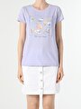 thumb-Показати інформацію про Футболка З Коротким Рукавом Жіноча Фіолетова  Cl1053903
