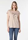 thumb-Показати інформацію про Футболка З Коротким Рукавом Жіноча Бежева  Cl1058484