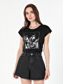 thumb-Показати інформацію про Футболка З Коротким Рукавом Жіноча Чорна  Cl1058978