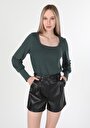 thumb-Показати інформацію про Футболка З Довгим Рукавом Жіноча Зелена  Cl1060294