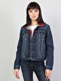 thumb-Показати інформацію про Джинсова Куртка Жіноча Синя Класичного Крою CL1047241