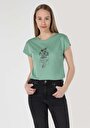 thumb-Показати інформацію про Футболка З Коротким Рукавом Жіноча Зелена  Cl1063441