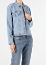 thumb-Показати інформацію про Джинсова Куртка Жіноча Блакитна Класичного Крою CL1054658