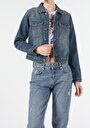 thumb-Показати інформацію про Джинсова Куртка Жіноча Синя Класичного Крою CL1054734