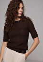 thumb-Показати інформацію про Светр Із Коротким Рукавом Жіночий Коричневий