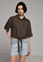thumb-Показати інформацію про Сорочка З Коротким Рукавом Жіноча Коричнева