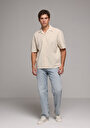 thumb-Показати інформацію про Сорочка З Коротким Рукавом Чоловіча Бежева