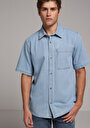 thumb-Показати інформацію про 034 Denim Chino Сорочка З Коротким Рукавом Чоловіча